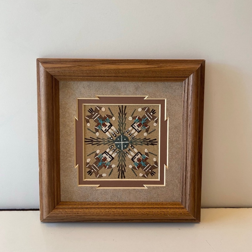 Navajo Sand Painting By Glen Nez 7.5" x 7.5" Native American